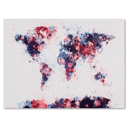 Michael Tompsett 'Paint Splashes World Map 3' Canvas Art,14x19
